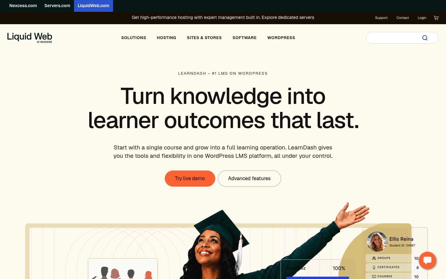 Screenshot of LearnDash's pricing page showing its plans and prices