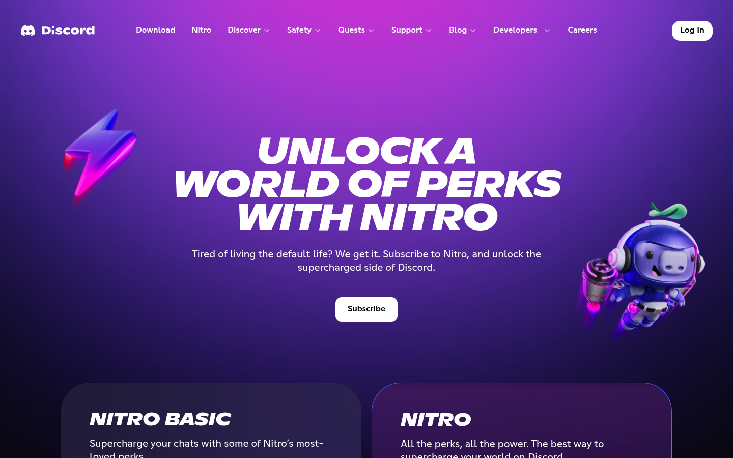 Screenshot of Discord's pricing page showing its plans and prices
