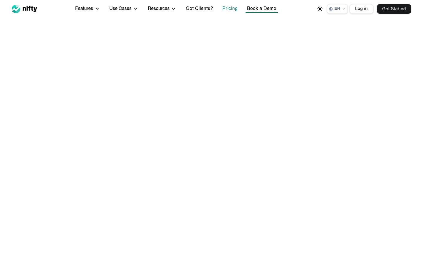 Screenshot of Nifty's pricing page showing its plans and prices