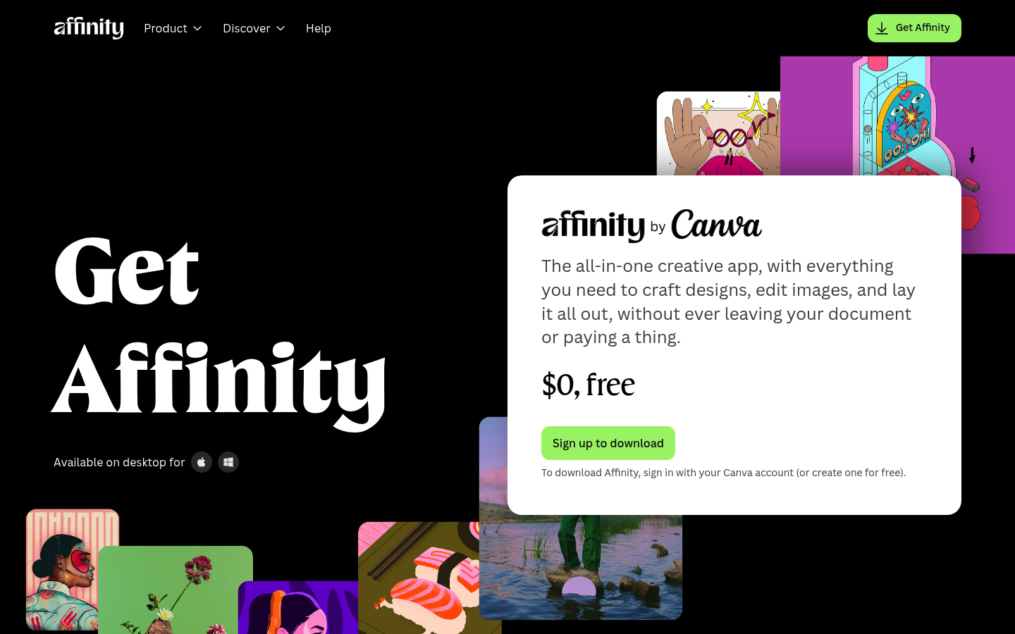 Screenshot of Affinity's pricing page showing its plans and prices