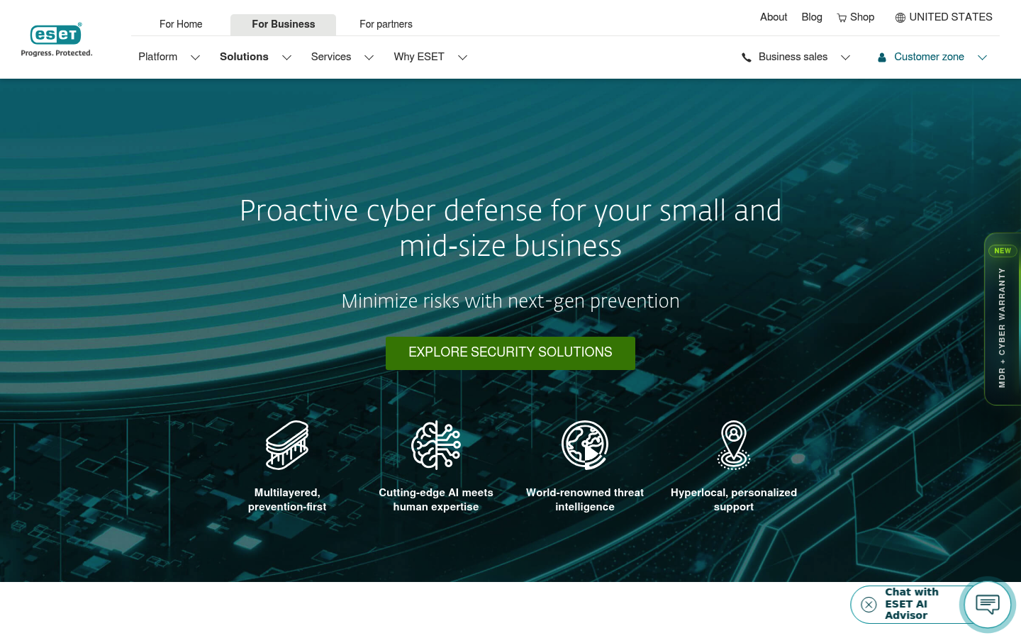 Screenshot of ESET Protect's pricing page showing its plans and prices