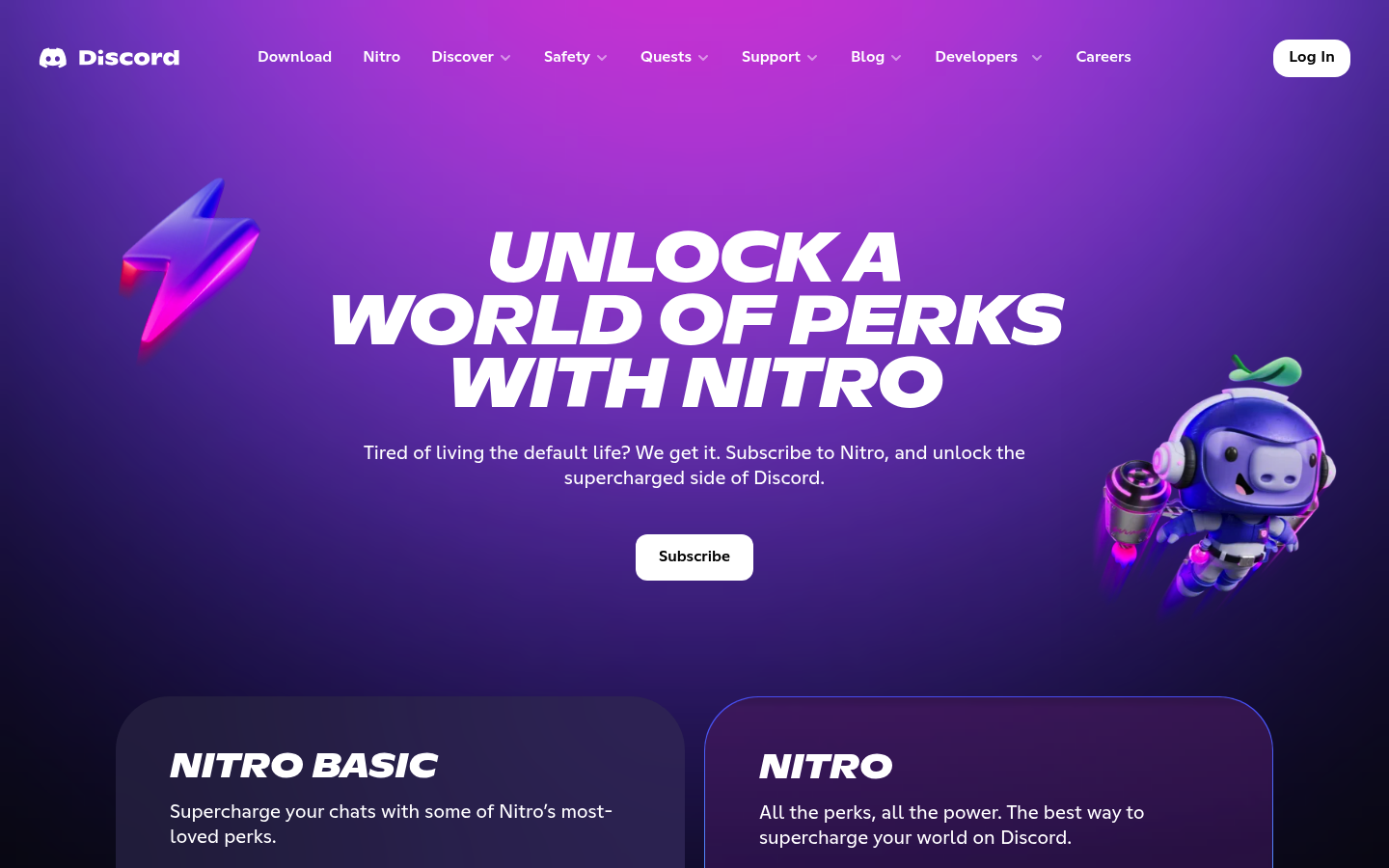 Screenshot of Discord's pricing page showing its plans and prices