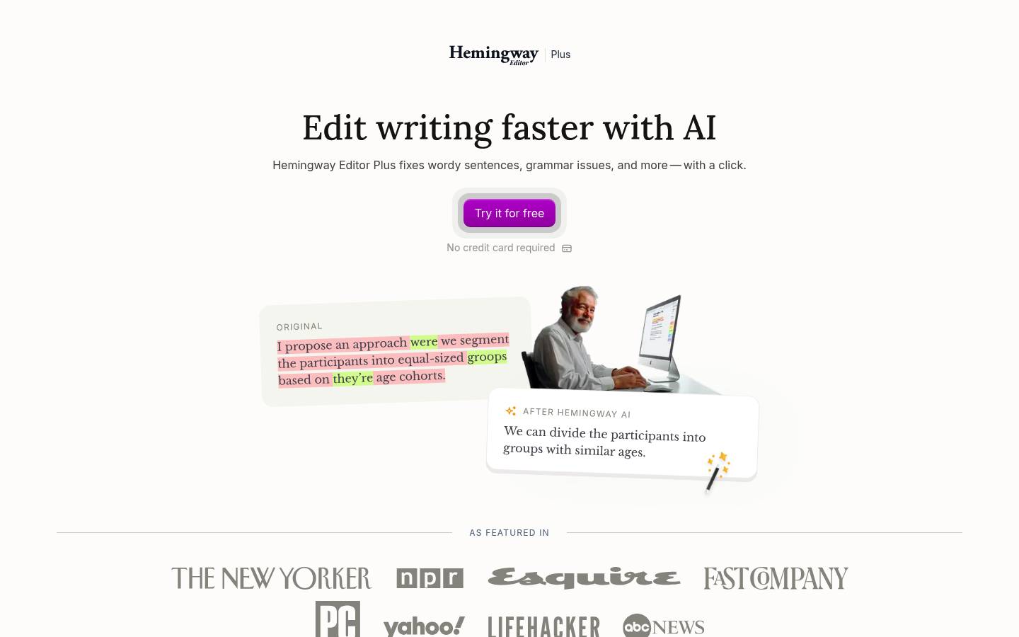 Screenshot of Hemingway Editor's pricing page showing its plans and prices