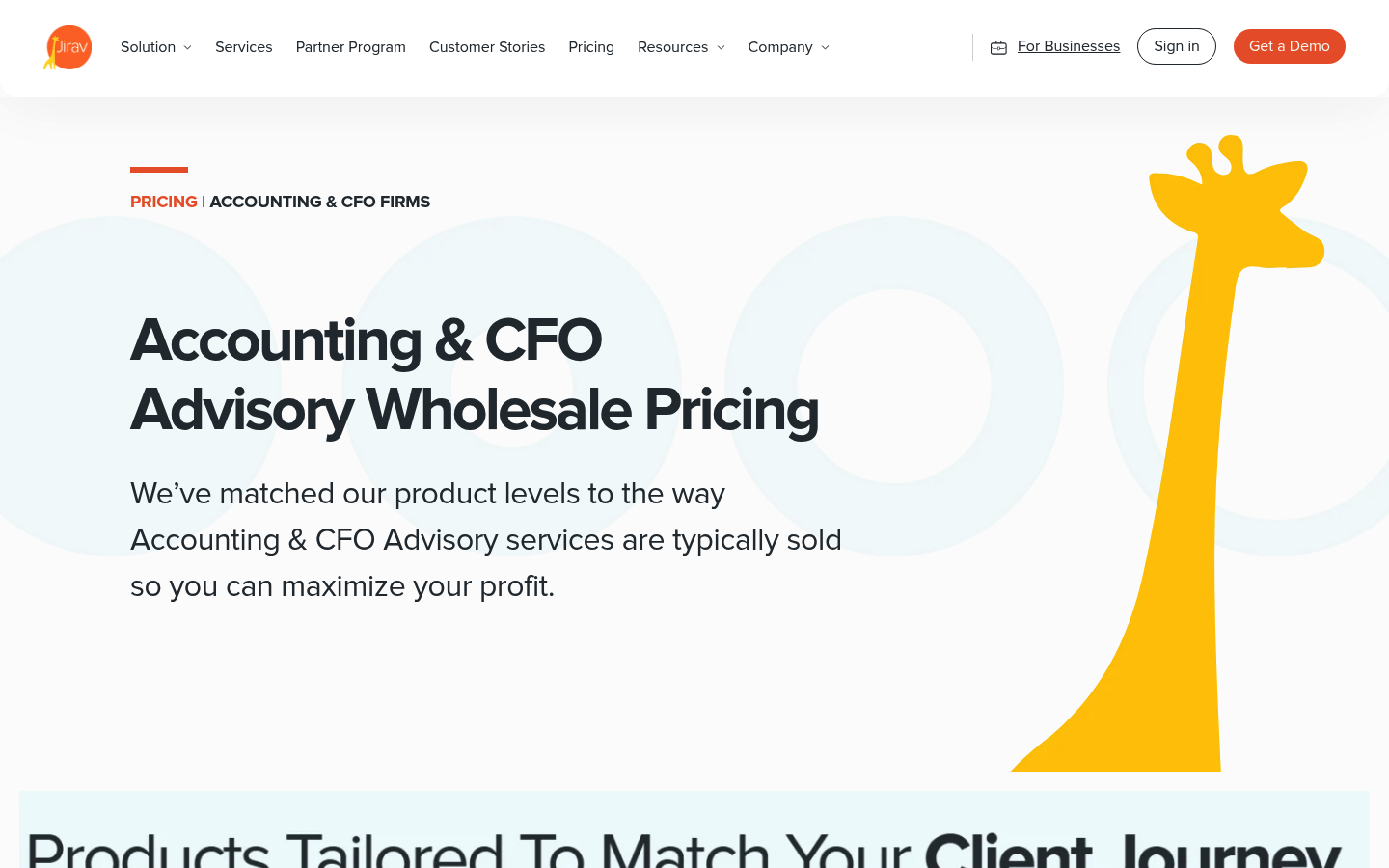 Screenshot of Jirav's pricing page showing its plans and prices