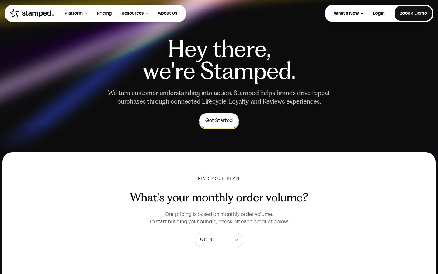 Screenshot of Stamped's pricing page showing its plans and prices